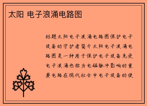 太阳 电子浪涌电路图